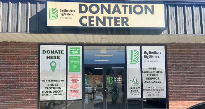 Front of a local donation center where usable items are dropped off